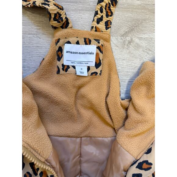 Amazon Essentials Leopard Print Overalls Snowsuit Bibs Kids XL - Picture 2 of 4